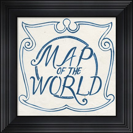 Framed Indigo Gild Crest I Print