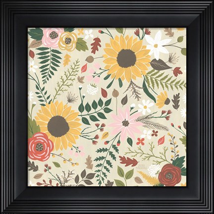 Framed Autumn Garden Pattern VIII Print