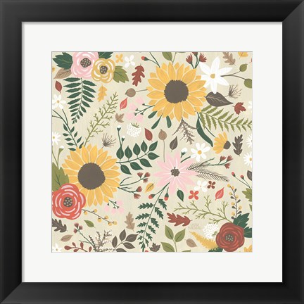 Framed Autumn Garden Pattern VIII Print