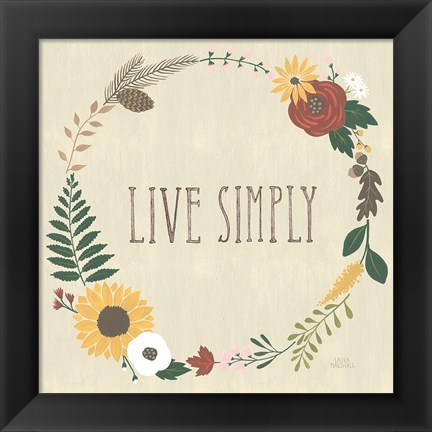 Framed Autumn Garden Live Simply Print