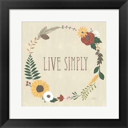 Framed Autumn Garden Live Simply Print