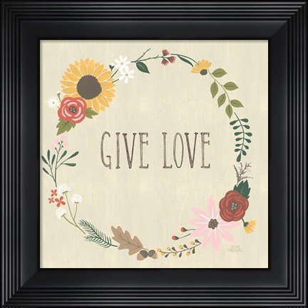 Framed Autumn Garden Give Love Print