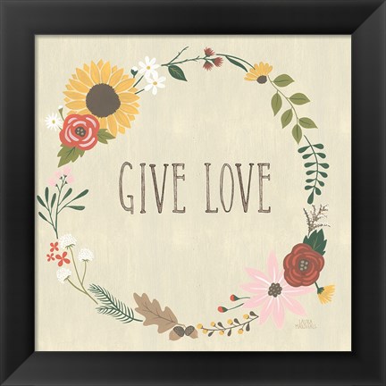 Framed Autumn Garden Give Love Print