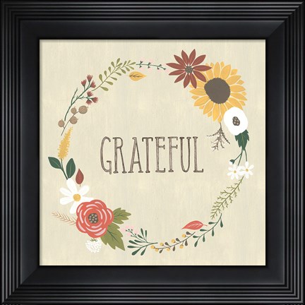 Framed Autumn Garden Grateful Print
