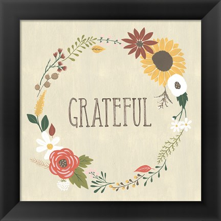 Framed Autumn Garden Grateful Print