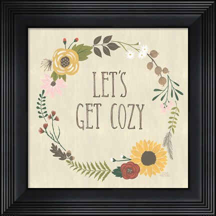 Framed Autumn Garden Lets Get Cozy Print