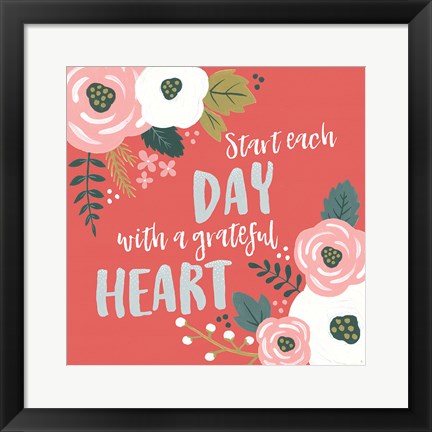 Framed Wildflower Daydreams VII Grateful Heart Print