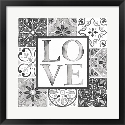 Framed Garden Getaway Patchwork I Love BW Print