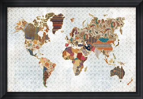 Framed Pattern World Map Geo Background Print