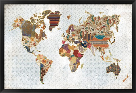 Framed Pattern World Map Geo Background Print