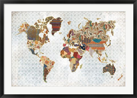 Framed Pattern World Map Geo Background Print