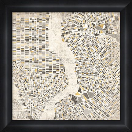 Framed Neutral New York Map Print