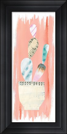 Framed Collage Cactus VII on Coral Print