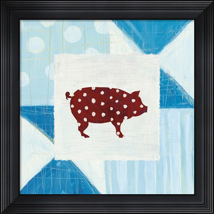 Framed Modern Americana Farm Quilt I Print