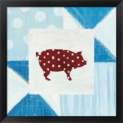 Framed Modern Americana Farm Quilt I Print