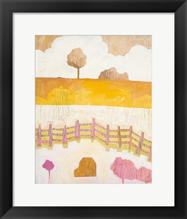 Framed Field and Clouds Print