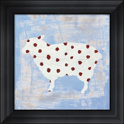 Framed Modern Americana Farm II on Blue Print