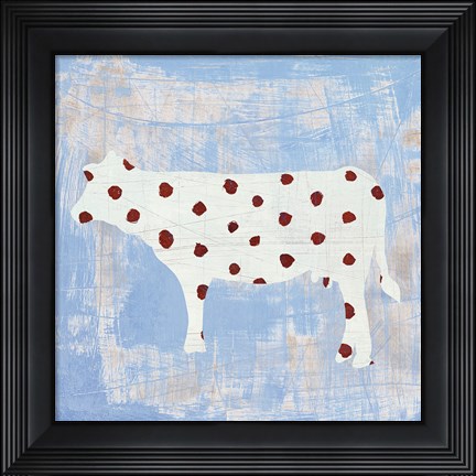 Framed Modern Americana Farm IV on Blue Print
