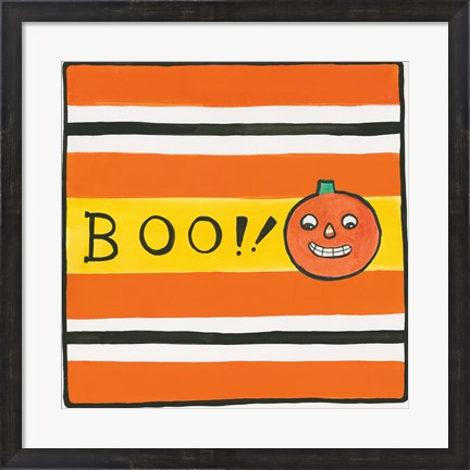 Framed Halloween Boo Pumpkin Print