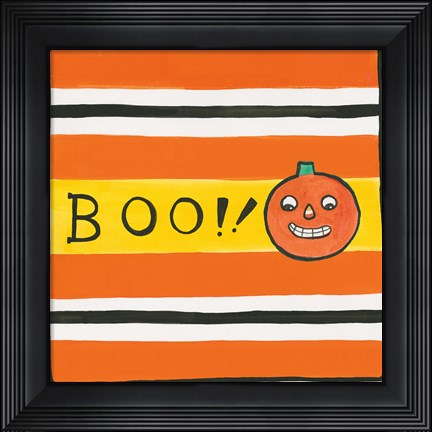Framed Halloween Boo Pumpkin Print