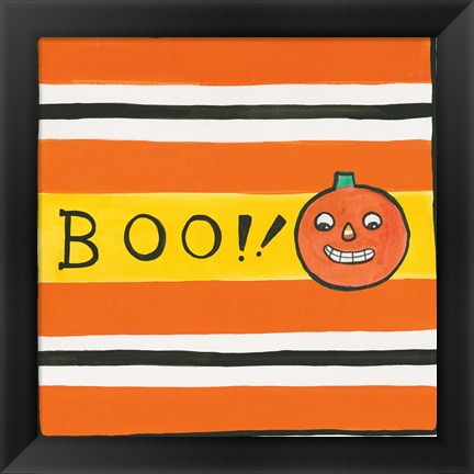 Framed Halloween Boo Pumpkin Print