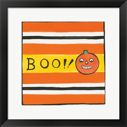 Framed Halloween Boo Pumpkin Print