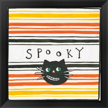 Framed Halloween Spooky Cat Print