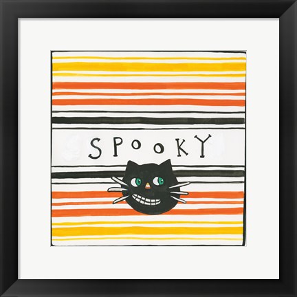 Framed Halloween Spooky Cat Print