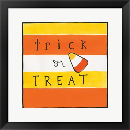 Framed Halloween Trick or Treat Candy Corn Print