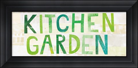 Framed Kitchen Garden Cream Sign I Print
