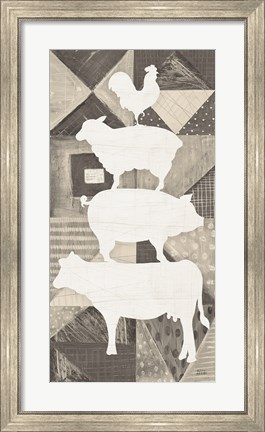 Framed Modern Americana Animal Stack Neutral Print