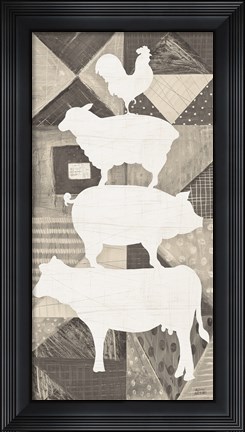 Framed Modern Americana Animal Stack Neutral Print