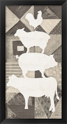 Framed Modern Americana Animal Stack Neutral Print