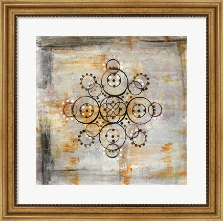Framed Saffron Mandala I Print