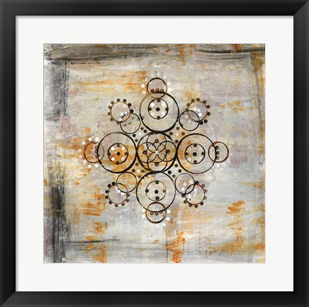 Framed Saffron Mandala I Print