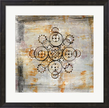 Framed Saffron Mandala I Print