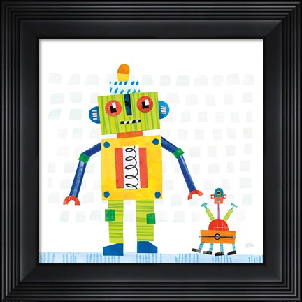 Framed Robot Party IV on Square Toys Print