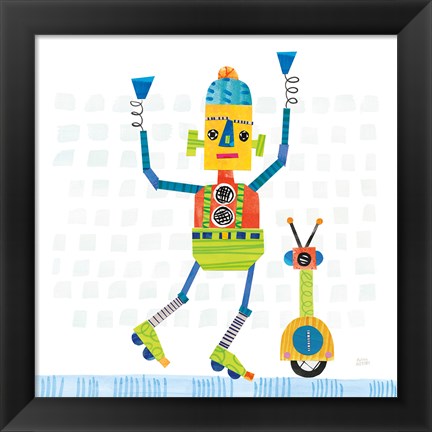 Framed Robot Party I on Square Toys Print