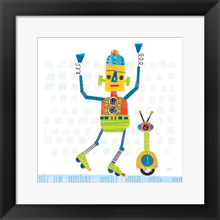 Framed Robot Party I on Square Toys Print