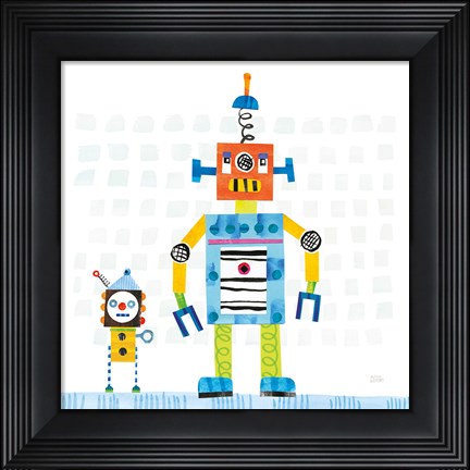 Framed Robot Party II on Square Toys Print