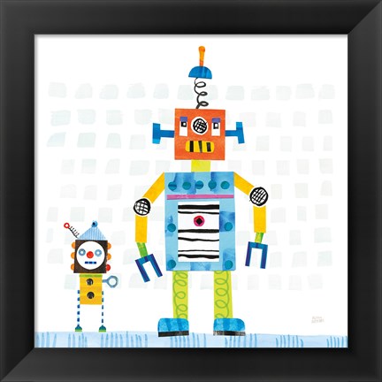 Framed Robot Party II on Square Toys Print