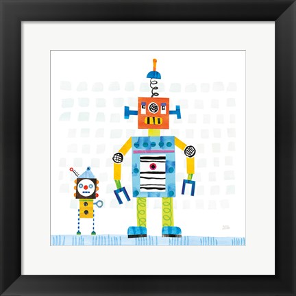 Framed Robot Party II on Square Toys Print