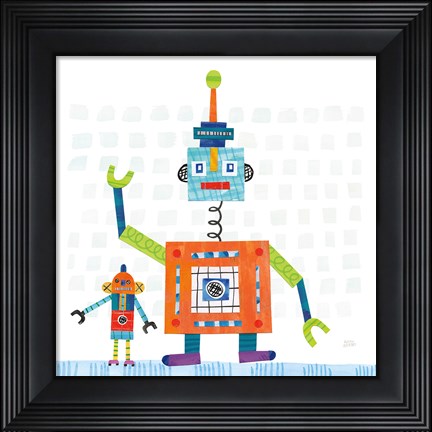 Framed Robot Party III on Square Toys Print