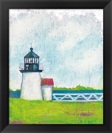 Framed Cloudy Light I Green Print