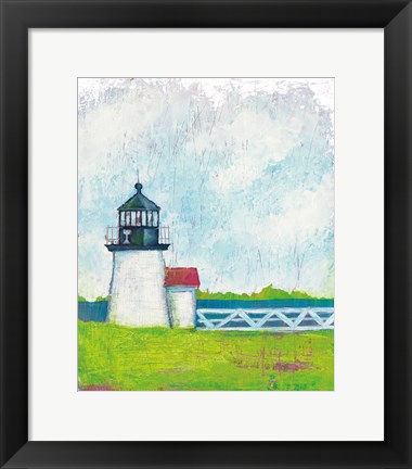 Framed Cloudy Light I Green Print