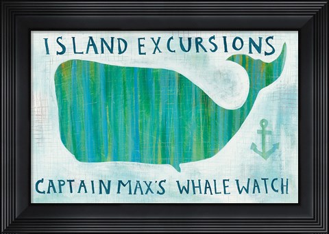 Framed Ahoy I What Sign Blue Words Print