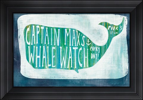 Framed Ahoy I with Words Blue Border Print