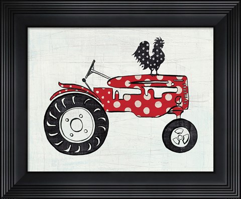 Framed Modern Americana Rooster II Orange Flowers Print
