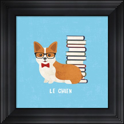 Framed Good Dogs Corgi Bright Le Chien Print