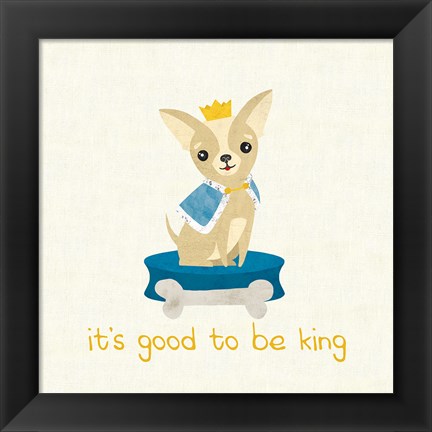 Framed Good Dogs Chihuahua on Linen Print